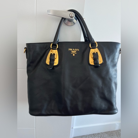 Prada Handbags - Authentic Prada Soft Calfskin Shopping Tote Black